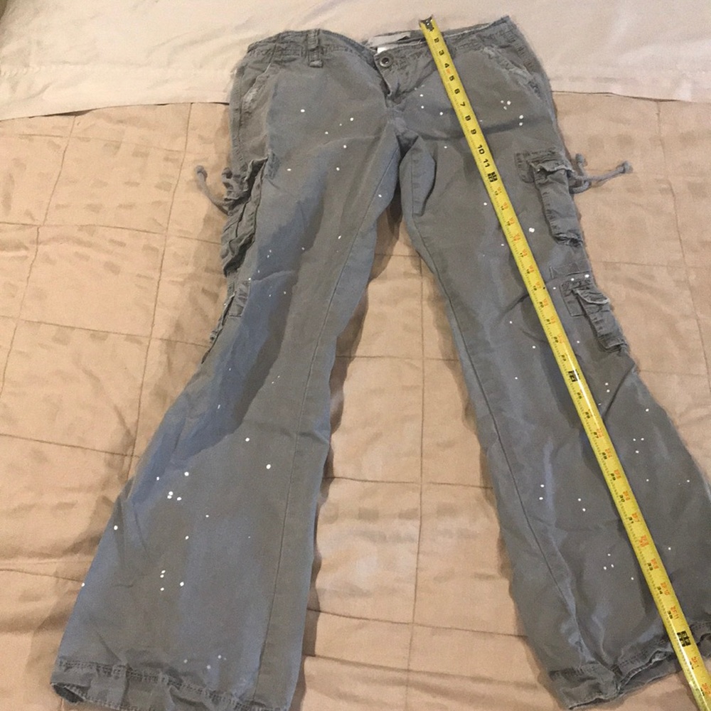 Cargo utility boot cut pants-cotton twill